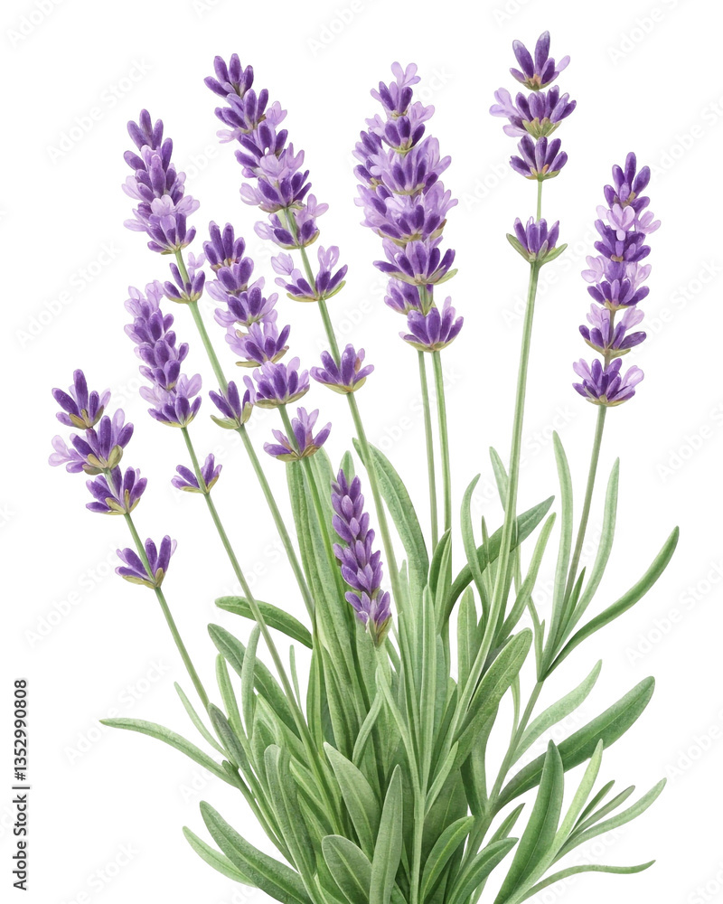 Obraz premium a watercolor illustration of lavender flowers. The flowers have purple blossoms and green stems. transparent background