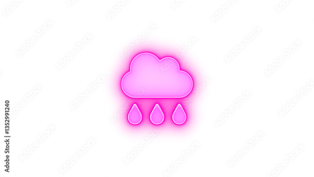 Cloud rain icon pink color glowing neon on transparent background Cloud rain icon pink color glowing neon on transparent background
