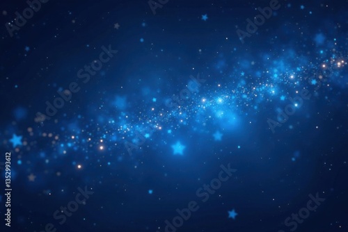 Dark blue night sky with glittering stars and bokeh effect, night sky, glitter, light art