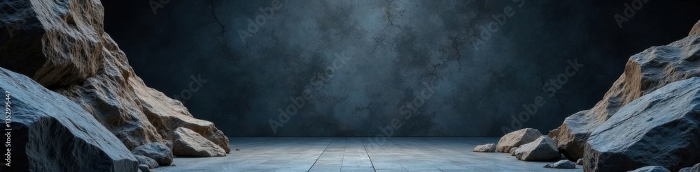 Dark grey textured concrete background with rock formations and rough stone edges, grunge, black Dark grey textured concrete background with rock formations and rough stone edges, grunge, black