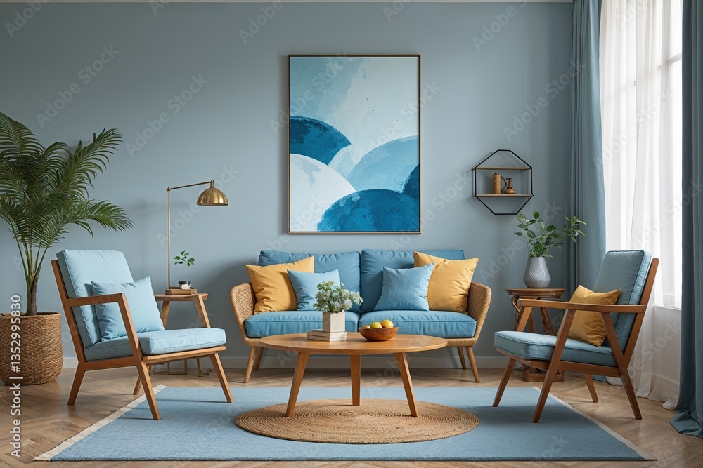 Fototapeta premium Serene Robin's Egg Blue Abstract Canvas Art for a Tranquil Home Decor