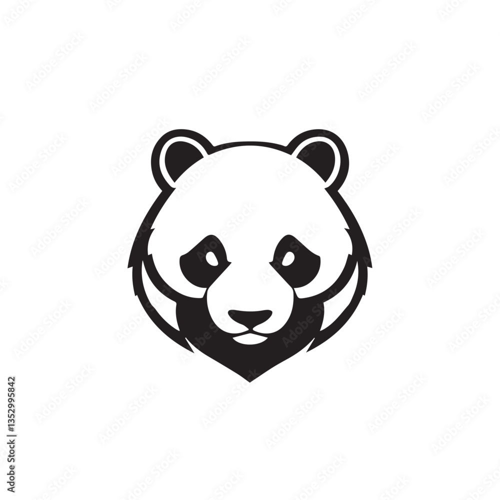 Panda head silhouette on white background. Panda logo design. Panda bear head vector illustration. Panda head silhouette on white background. Panda logo design. Panda bear head vector illustration.