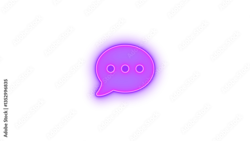 Comment dots icon purple color glowing neon on transparent background Comment dots icon purple color glowing neon on transparent background