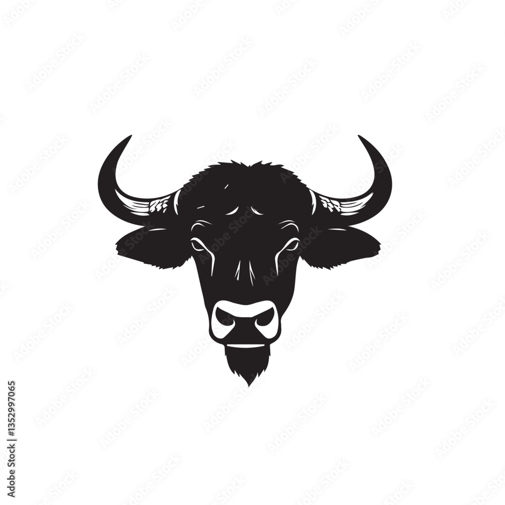 Naklejka premium Buffalo head silhouette on white background. Buffalo vector logo. Buffalo silhouette.
