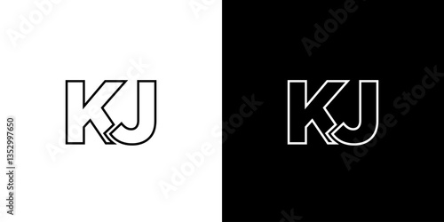 Letter K and J, KJ logo design template. Minimal monogram initial based logotype.