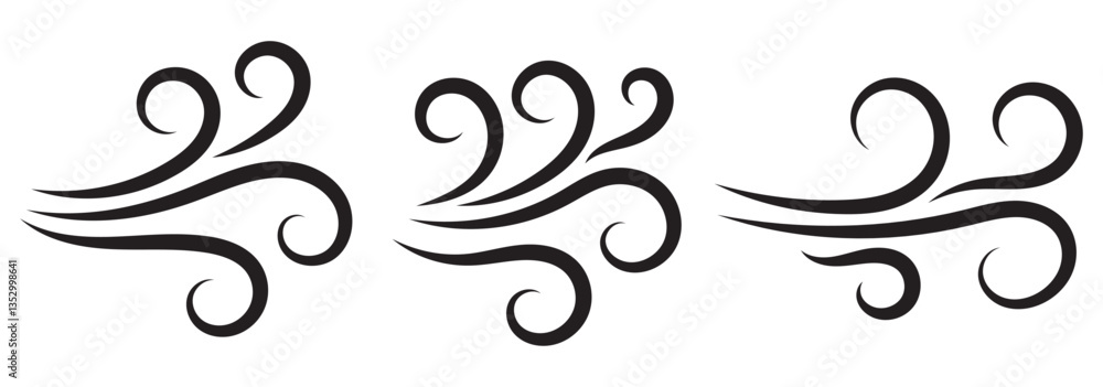 Fototapeta premium Wind blow line icon fresh vector cloud air isolated speed symbol. Wind blow air line icon logo.