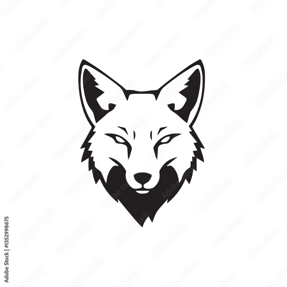 Fox head silhouette on white background. Fox logo. Fox vector silhouette. Fox head silhouette on white background. Fox logo. Fox vector silhouette.