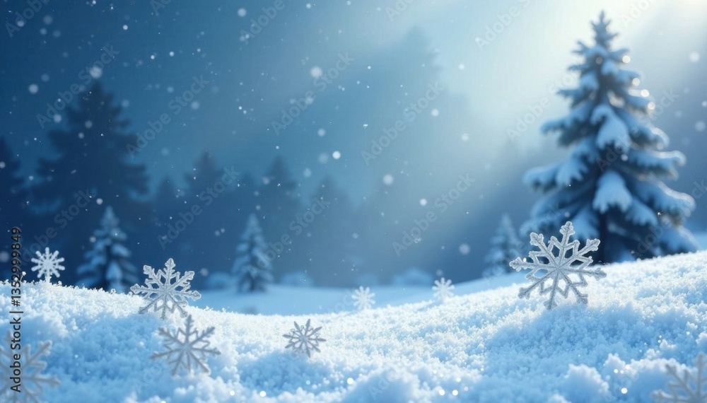 Delicate snowflake pattern surrounding a minimalist winter scene, winter, icy Delicate snowflake pattern surrounding a minimalist winter scene, winter, icy