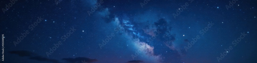 Fototapeta premium Dense starry sky with faint moon light, infinite darkness and twinkling stars, space, infinity