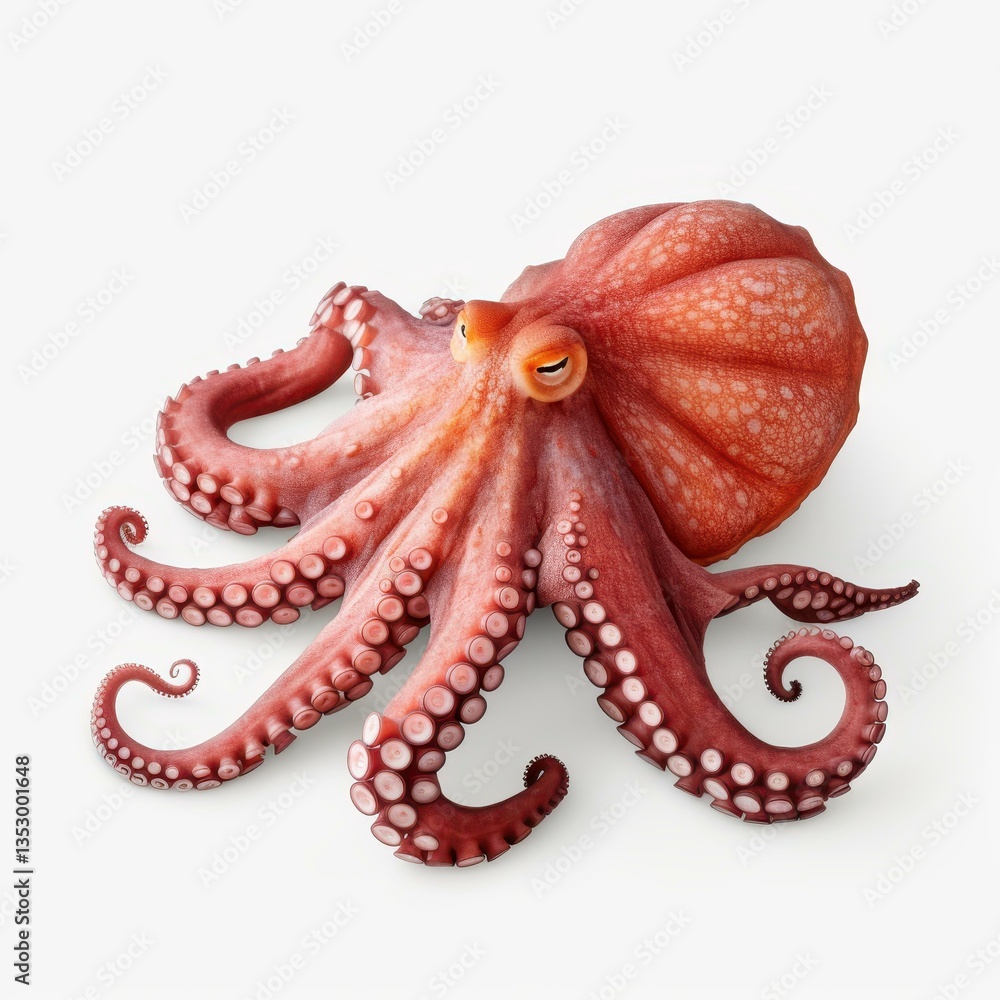 Obraz premium A delightful di cut of a charming octopus, showcasing its playful nature and vibrant colors against a crisp white backdrop.