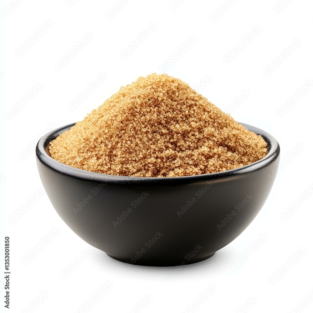 Rich and sweet, this closeup of brown sugar highlights its fine texture in a simple white bowl against a clean backdrop. Rich and sweet, this closeup of brown sugar highlights its fine texture in a simple white bowl against a clean backdrop.