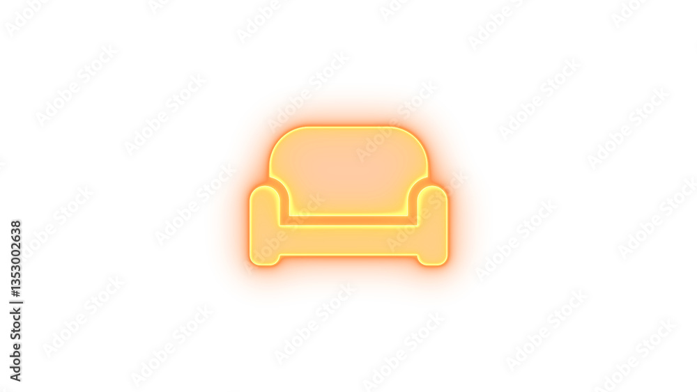 Couch icon brown color glowing neon on transparent background Couch icon brown color glowing neon on transparent background