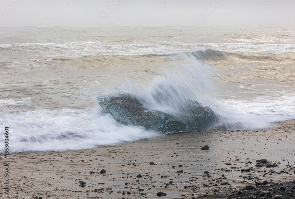 My beloved Iceland, and its Diamond Beach with the ice playing with the waves!