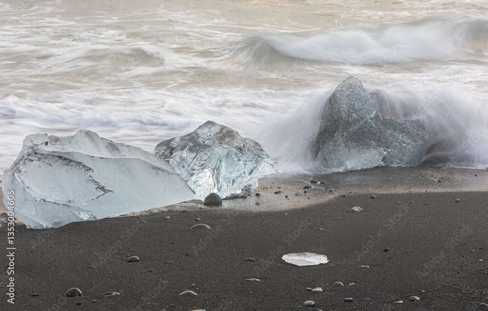 My beloved Iceland, and its Diamond Beach with the ice playing with the waves!