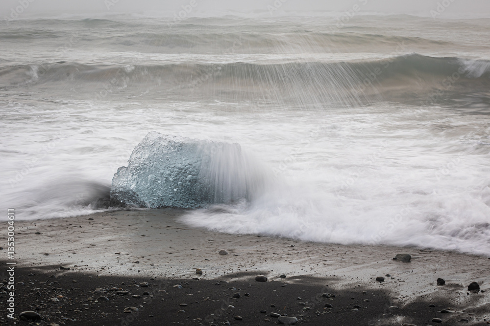 My beloved Iceland, and its Diamond Beach with the ice playing with the waves!