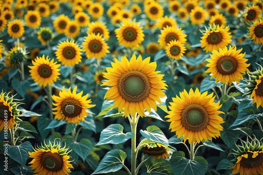 Fototapeta premium Bright Yellow Sunflower Canvas Art for Lively Digital Design Projects