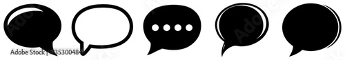 Speech Bubble Vector Set, Black Chat Icons, Comic Talk Balloons, and Dialogue Box Silhouettes for Digital and Print Design