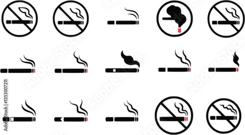 Cigarette icon vector set. Cigar illustration sign collection. smoke symbol. Smoking area logo.
