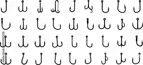 Fishing hook icon vector set. Fishing illustration sign collection. fish symbol or logo.
