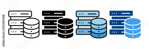 Database Icon Set Multiple Style Collection