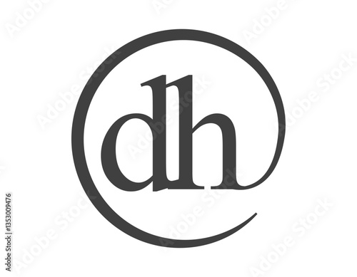 DH logo from two letter with circle shape email sign style. D and H round logotype of business company