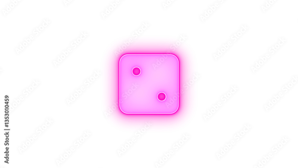 Dice two icon pink color glowing neon on transparent background Dice two icon pink color glowing neon on transparent background