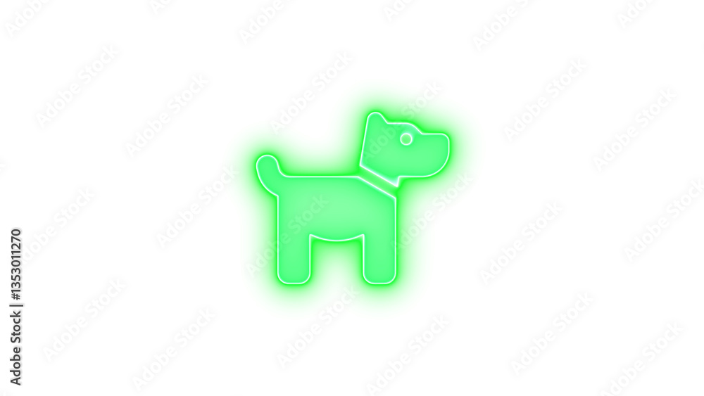Dog icon green color glowing neon on transparent background Dog icon green color glowing neon on transparent background