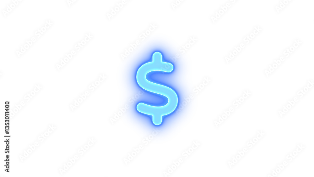 Dollar sign icon blue color glowing neon on black background Dollar sign icon blue color glowing neon on black background