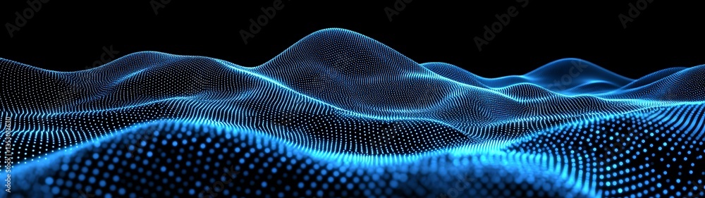Fototapeta premium Abstract Blue Digital Waves.