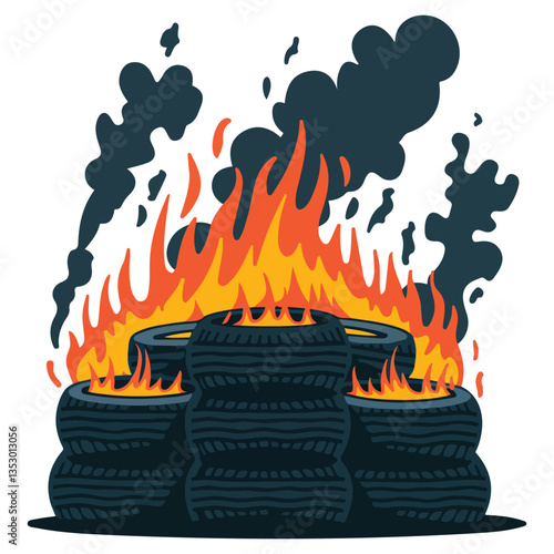 Burning tire icon vector��