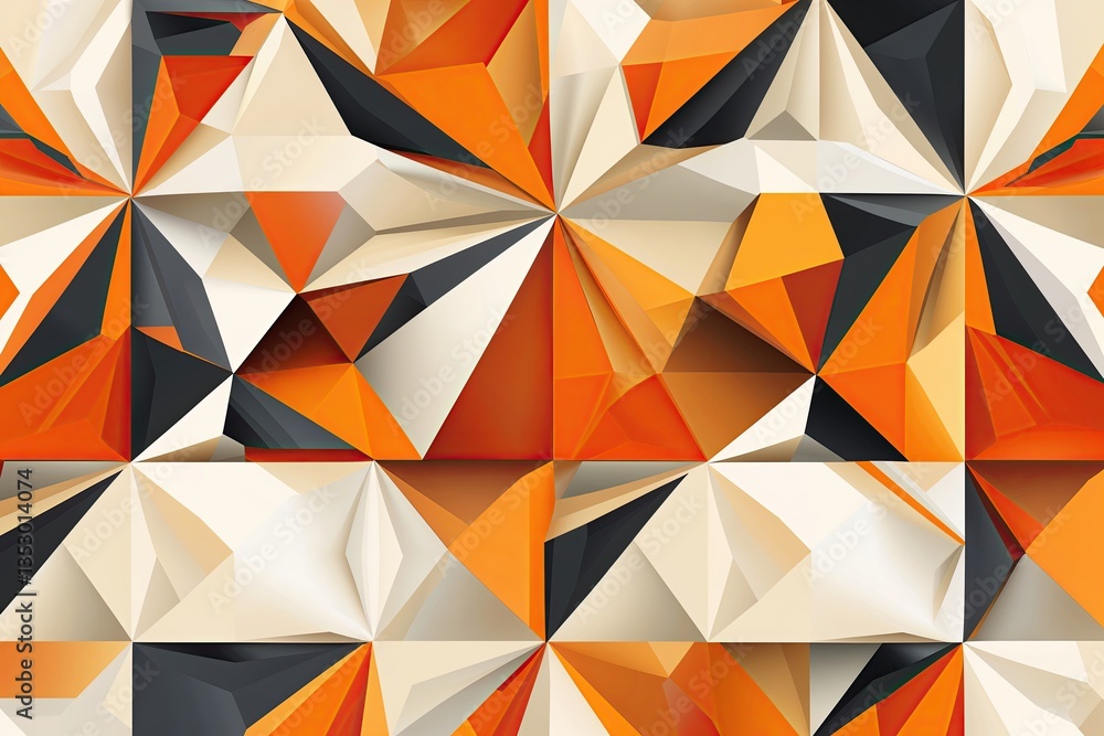 Fototapeta premium Vibrant Geometric Pattern Design with Bright Orange and Cream Background