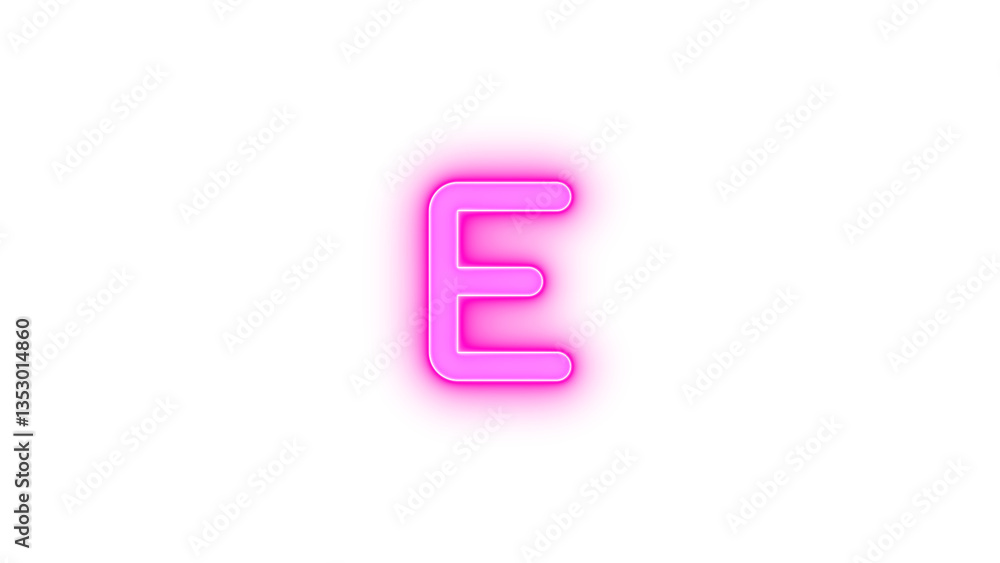 E icon pink color glowing neon on transparent background E icon pink color glowing neon on transparent background