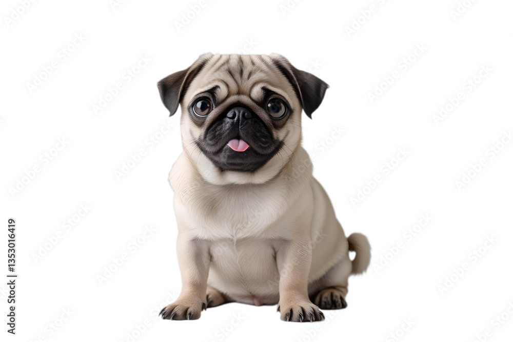 Pug puppy sitting isolated on transparent background Pug puppy sitting isolated on transparent background