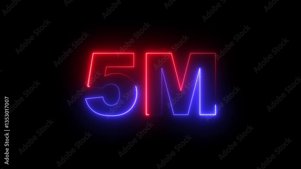 5M text animation. Thank you 5million followers or 15 million subscribers for social media. The letters are stylized and illuminated, conveying a celebratory tone. 5M text animation. Thank you 5million followers or 15 million subscribers for social media. The letters are stylized and illuminated, conveying a celebratory tone.