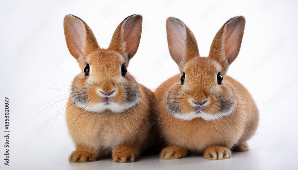 Obraz premium two cute bunnies and white background
