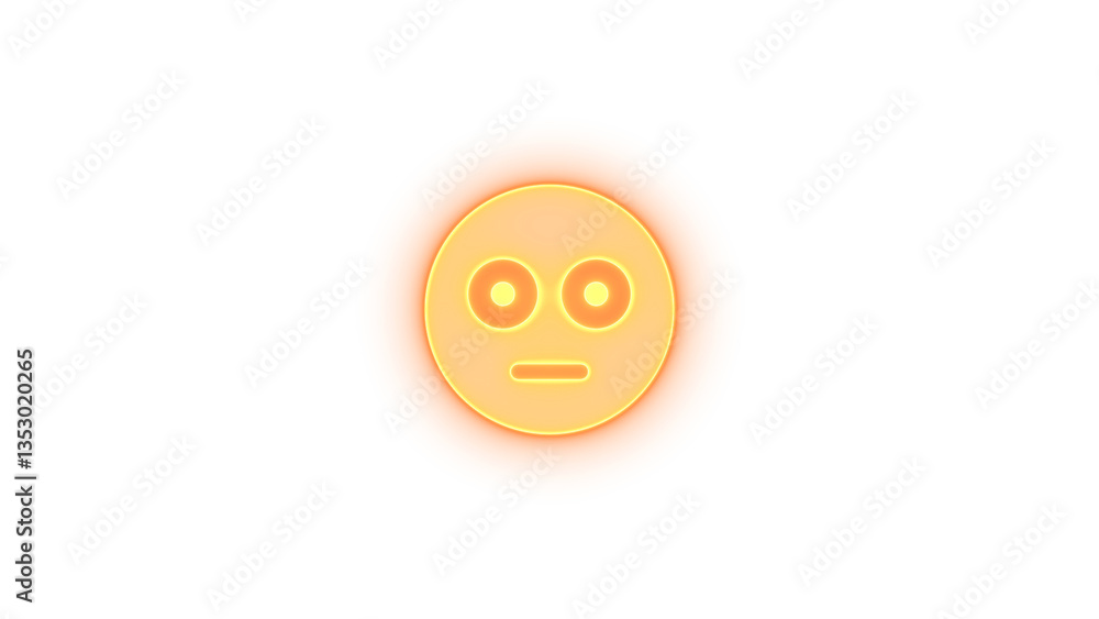 Fototapeta premium Face flushed icon brown color glowing neon on transparent background