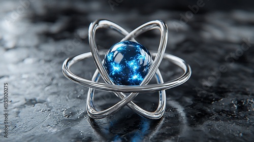 Obraz na płótnie Abstract atom model with glowing core. w salonie