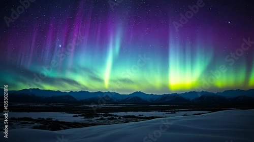 Wallpaper Mural Aurora Borealis over Alaskan Mountains: A Breathtaking Night Sky Display Torontodigital.ca