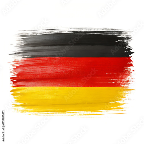 Abstract German Flag Painting Artistic Brushstrokes Black Red Gold Colors isolated on white or transparent background