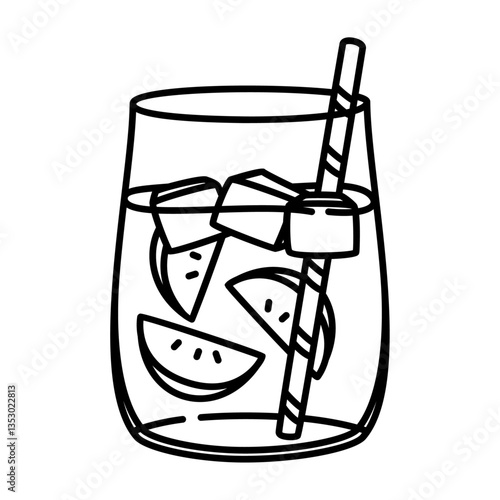 mojito outline illustration. beverage black line illustration.
