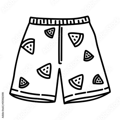 beach short outline illustration. short black line illustration.
