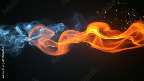 Obraz na płótnie Abstract fiery and icy smoke swirls. w salonie