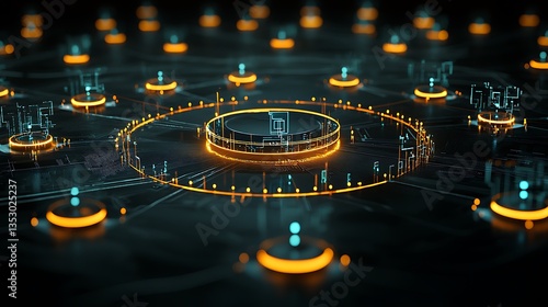 Obraz na płótnie Futuristic network data visualization. w salonie