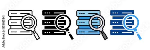 Data Searching Icon Set Multiple Style Collection