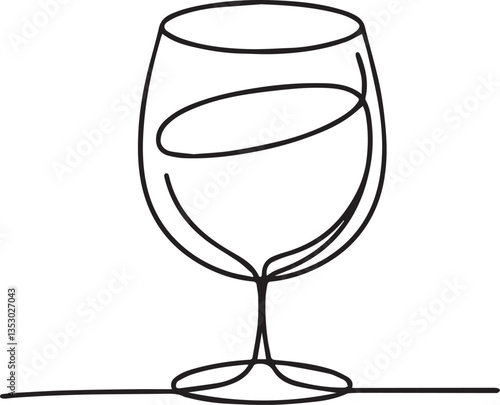 Drink glass continuous line art drawing black vector
