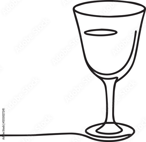 Drink glass continuous line art drawing black vector