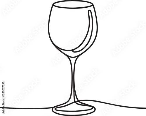Drink glass continuous line art drawing black vector