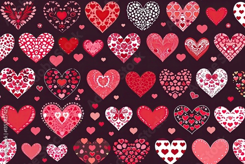 Seamless Vector Heart Pattern Collage Perfect for Valentine's Day Celebrations