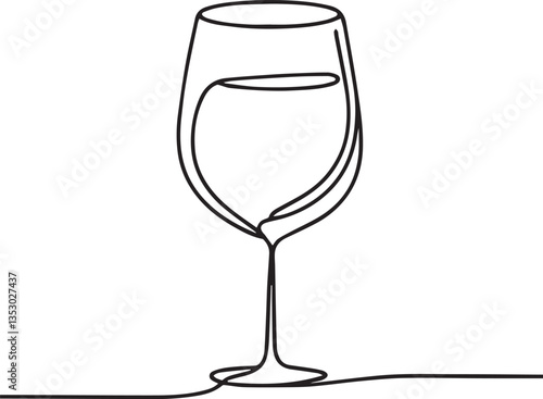 Drink glass continuous line art drawing black vector