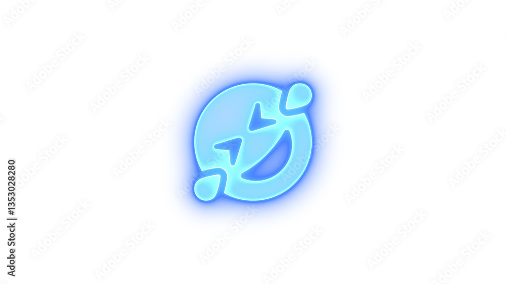 Face grin squint tears icon blue color glowing neon on transparent background Face grin squint tears icon blue color glowing neon on transparent background